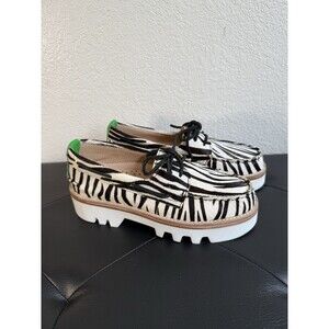 Sperry Top Sider Lug Low Boat Shoes White Zebra Animal Print Platform Womens 7
